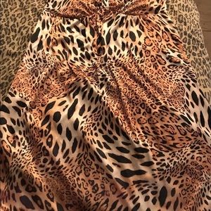 Happie size large animal print mini dress / cover up tie neck lightly padded